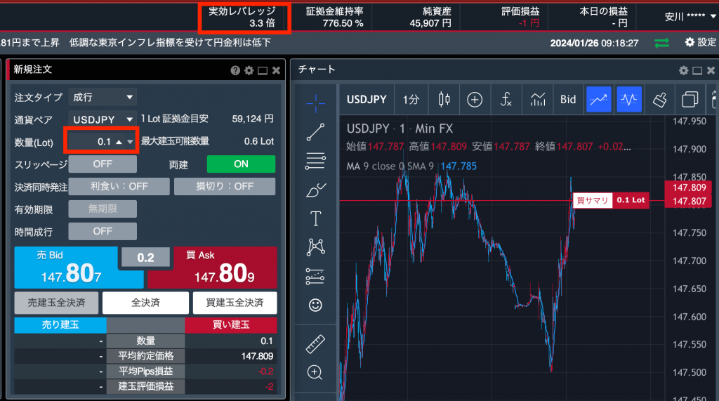 レバレッジ3倍時の取引数量